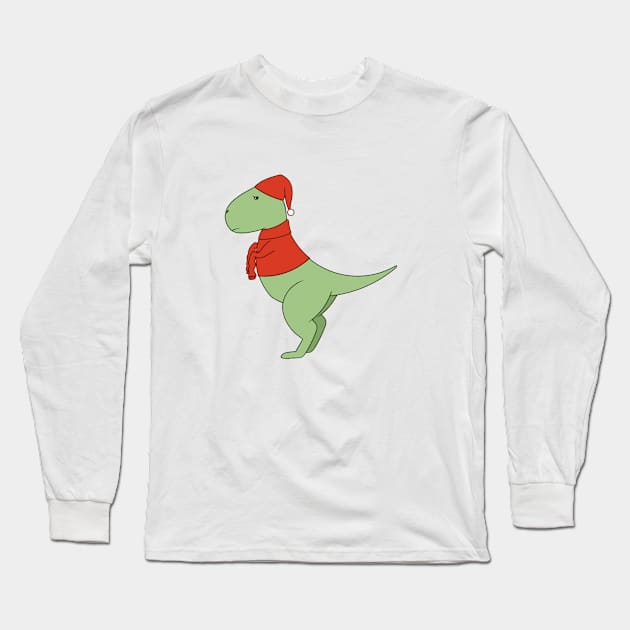 sad trex w/short arms because his favorite pullover doesnt fit Long Sleeve T-Shirt by kitispa